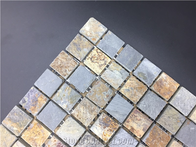 Rustic Blue Slate Mosaic Tile