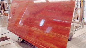 Red Travertine Slabs from Iran