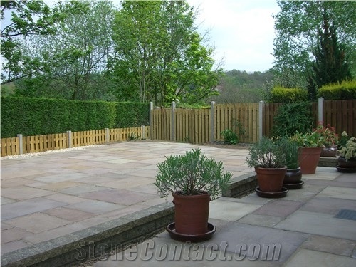 Indian Sandstone Paving - Raj Green Riven Handcut