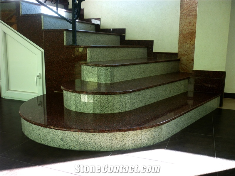 Royal Brown Granite Steps, Grey Granite Risers