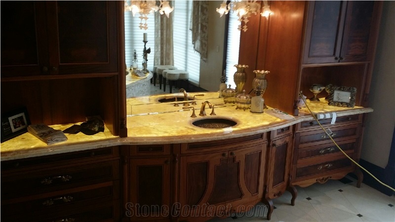 Translucent Honey Onyx Bathroom Vanity Top