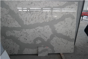 Home Decoration White Veins Grey Quartz Stone