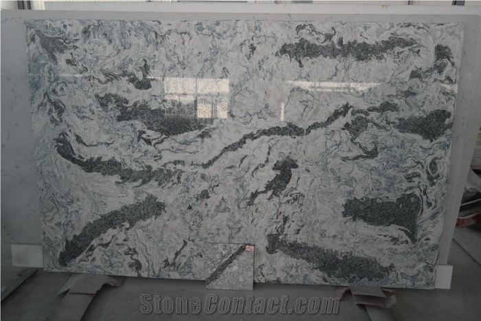 Home Decoration White Veins Grey Quartz Stone