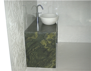 Verde Fantastico Quartzite Custom Vanity Top with Vessel Sink