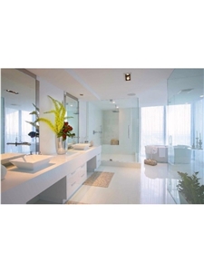 Super White Glass with Porcelain Backing Floor Tiles