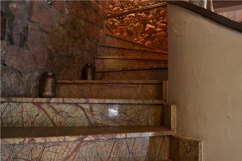 Rain Forest Green Marble Staircase
