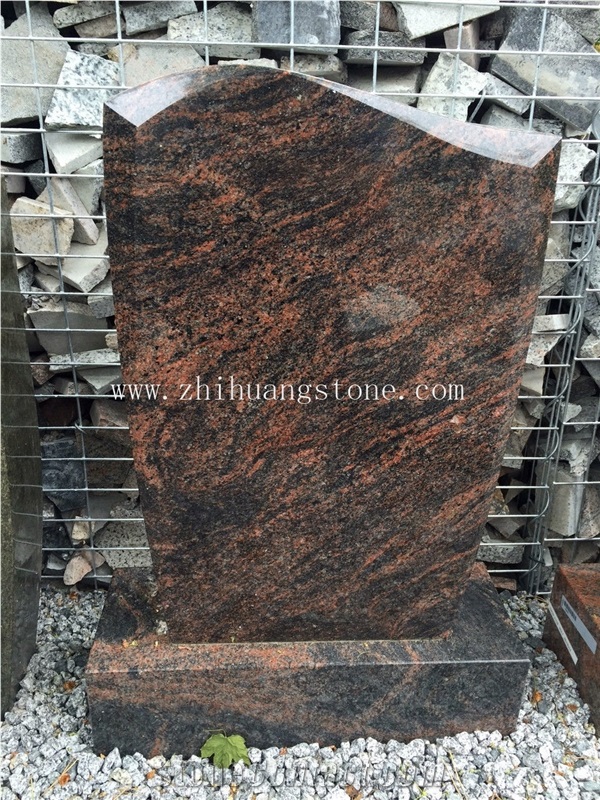 Aurora Granite Rose Carving Headstone Single Monument