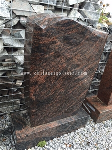Aurora Granite Rose Carving Headstone Single Monument