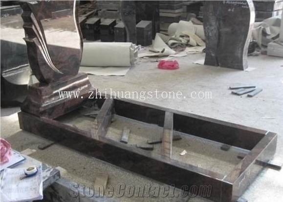 European Style Polished Aurora Granite Tombstone Design/ Monument Design/ Western Style Monuments/ Upright Monuments/ Headstones