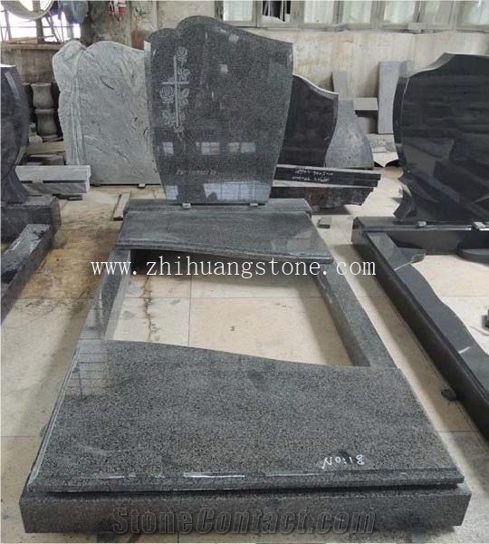 Good Quality Custom Carving Single Style Bahama Blue/ Vizag Blue Granite Western Style Monuments/ Upright Monuments/ Monument Design/ Single Monuments/ Custom Monuments