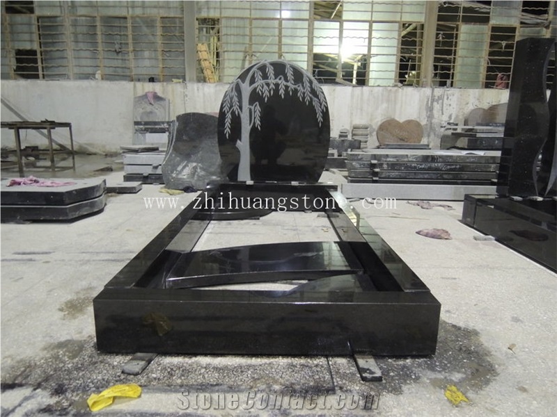 Good Quality Unique Design Bahama Blue/ Vizag Blue Granite Tombstone Design/ Western Style Monuments/ Upright Monuments/ Western Style Tombstones/ Single Monuments