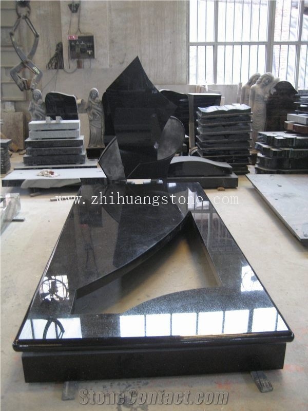 Good Quality Unique Design Bahama Blue/ Vizag Blue Granite Tombstone Design/ Western Style Monuments/ Upright Monuments/ Western Style Tombstones/ Single Monuments