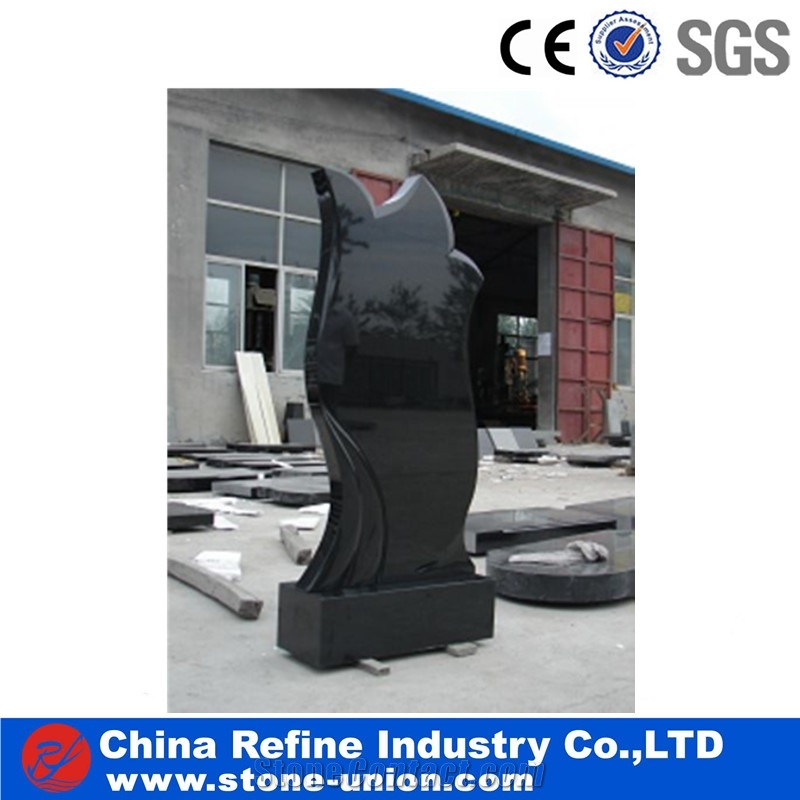 Cemetery Granite Stone Black Monument, Russian Style Monument , Memorial Monument