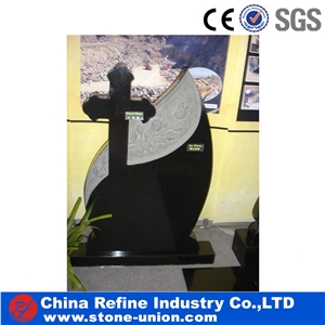 Cemetery Granite Stone Black Monument, Russian Style Monument , Memorial Monument