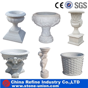 Classic White Marble Stone Planters,White Marble Carved Flower Pot, Cheap Marble Planter, Exterior White Marble Garden Vases, Flower Stand Pot