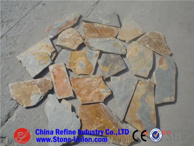 Irregular Rusty Slate Stepping Stone, Yellow Slate Flagsto,Rusty Slate Flagstone, Beige Slate Irregular Flagstones