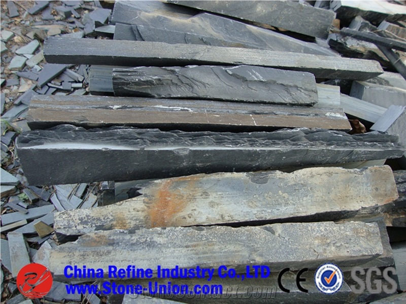 Thin Strip Brown Slate Wall Cladding Stone