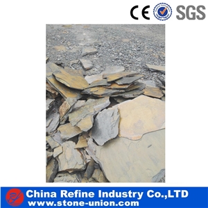 Yellow Rusty Slate Flagstone,Meshed Paver Stone
