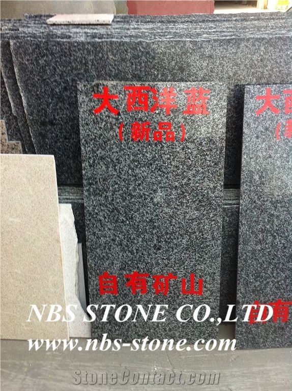 Atlantic Blue Granite,Polished Tiles& Slabs,Flamed,Bushhammered,Cut to Size for Countertop,Kitchen Tops,Wall Covering,Flooring,Project,Building Material