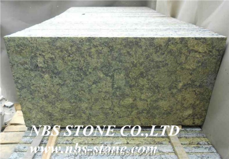 Verde Butterfly Green Granite Polished Tiles& Slabs,Flamed,Bushhammered,Cut to Size for Countertop,Kitchen Tops,Wall Covering,Flooring,Project,Building Material
