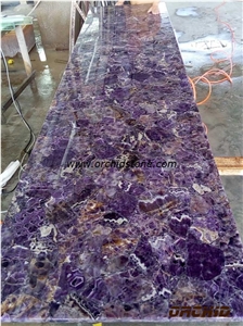 Amethyst Semi Precious Stone Translucent Slabs & Tiles,Countertops,Vanity Tops,Bar Tops,Island Tops,Desk Tops,Lilac Quartz Backlit Slabs & Tiles for Hotel Lobby Decorative Flooring,Paver