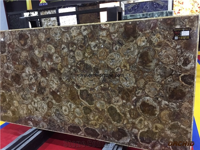 Petrified Wood Semi Precious Stone Slabs & Tiles,Brown Petrified Wood Decorative for Countertops,Bar Tops,Island Tops,Worktops,Interior Decoration