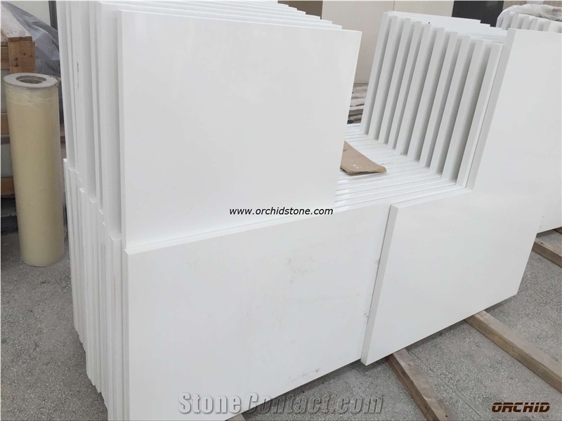 Super White Quartz Stone Countertops,Work Tops,Bar Tops,Island Tops,Super White Solid Surface,Engineered Stone Reception Desk Tops