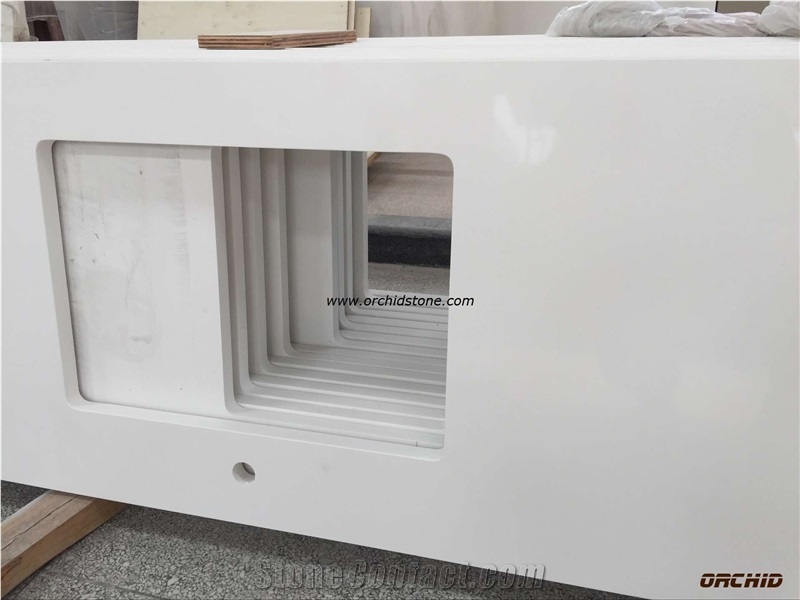 Super White Quartz Stone Kitchen Countertop,Bar Tops,Island Tops,Work Tops,Super White Solid Suface ,Super White Engineered Stone Interior
