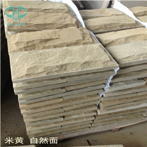 China Beige Sandstone Mushroomed Cladding, Yellow Mushroomed Stone
