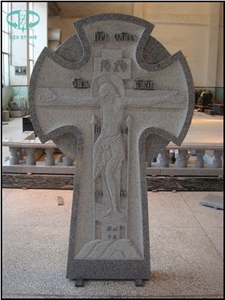 Cross Headstone, G603 Grey Granite Monument & Tombstone
