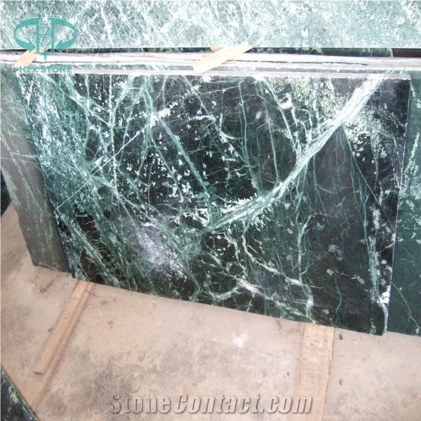 Dark Green Marble Tile & Slab, Verda Green Marble Floor Covering Tiles