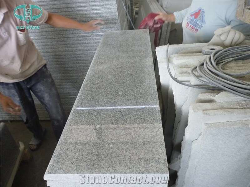 G603 Light Grey Granite Steps & Risers,Stairs & Risers,Polished,Honed and Flamed