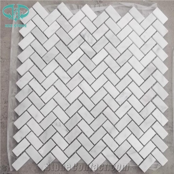 Marble Mosaic Tile 15*15*8, Marble Mosaic Tile 15*15*4, White Color Marble Mosaic Tile, Polished Surface Mosaic, Garden & Balcony Marble Mosaic, Kitchen Marble Mosaic, Elevator Mosaic