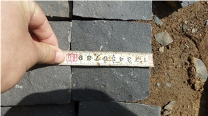 Paving Cubes. Cobbles. Black Stone. Basalt