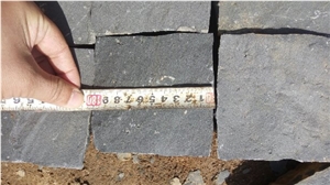 Paving Cubes. Cobbles. Black Stone. Basalt