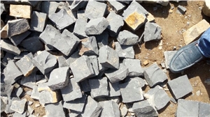 Paving Cubes. Cobbles. Black Stone. Basalt