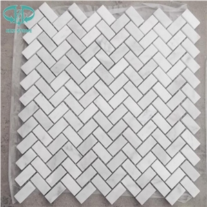 Polished White Marble, Marble Mosaic Tile 15*15*8, Marble Mosaic Tile 15*15*4, White Color Marble Mosaic Tile, Polished Surface Mosaic, Garden & Balcony Marble Mosaic, Kitchen Marble Mosaic