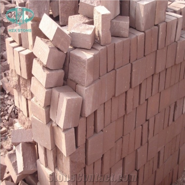 Purple Sandstone Bube Stone, Red Sandstone Cobble Stone, Brown Sandstone Paving Sets,Patio Pavers，Walkway Pavers
