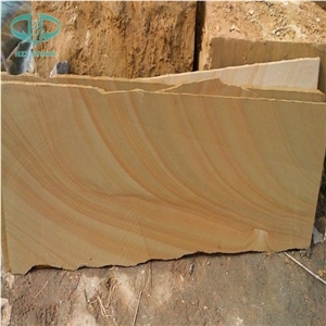 Teawood Sandstone Slabs, Yellow Wooden Sandstone Wall Tiles, Yellow Sandstone Floor Covering Tiles