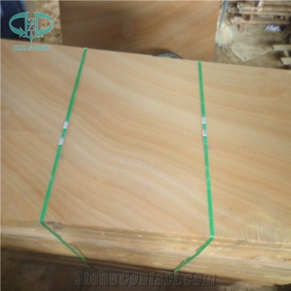 Teawood Sandstone Slabs, Yellow Wooden Sandstone Wall Tiles, Yellow Sandstone Floor Covering Tiles