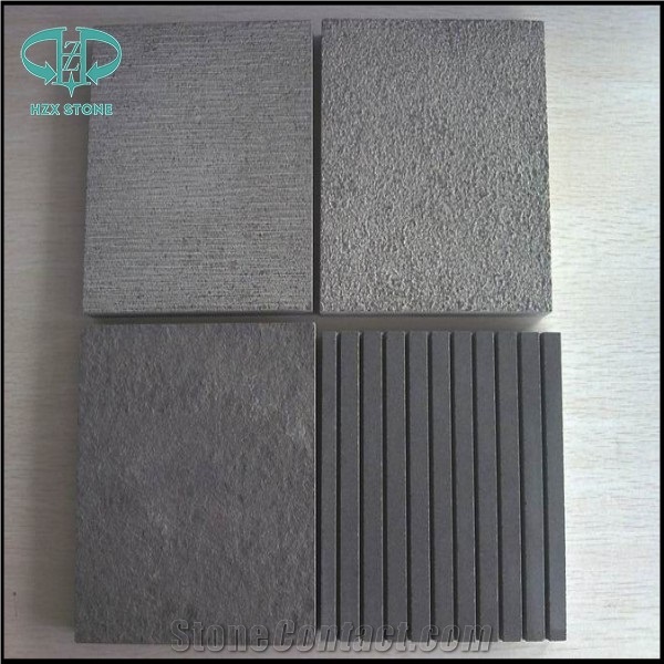 Volcanic Stone,Hainai Black Balsalt,Black China Basalt,Lava Stone, Black Volcano Stone, Flamed Basalt Flooring Tiles