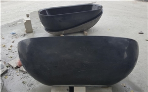 Black Honed and Natural Surface Finished Bathtub,Solid Natural Stone Bathtub