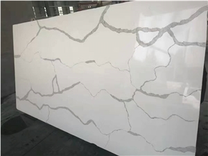 Calacatta White Marble Look Quartz Stone Slab