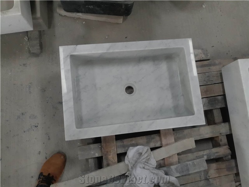 Carrara Farm Basins Bianco Carrara C Vessel Sink for Bathroom