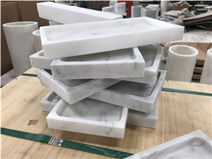 Carrara White Marble Dishes,Polished Marble Kitchen Plates,Marble Dining Accessories
