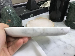 Carrara White Marble Kitchen Plates,Polished Marble Dining Accessories