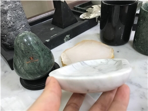 Carrara White Marble Kitchen Plates,Polished Marble Dining Accessories