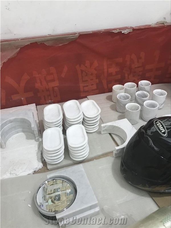 Carrara White Marble Kitchen Plates,Polished Marble Dining Accessories