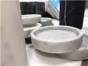 Carrara White Marble Plates,Polished Surface Finished Tea Sets,Marble Kitchen Accessories