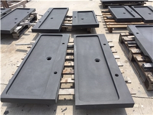 China Black Basalt Rectangle Basins,Outdoor Honed Wash Sinks